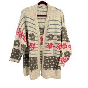 Natural Life Calla Jacquard Cardigan‎ Floral Stripe Polka Dot Oversized Size S/M